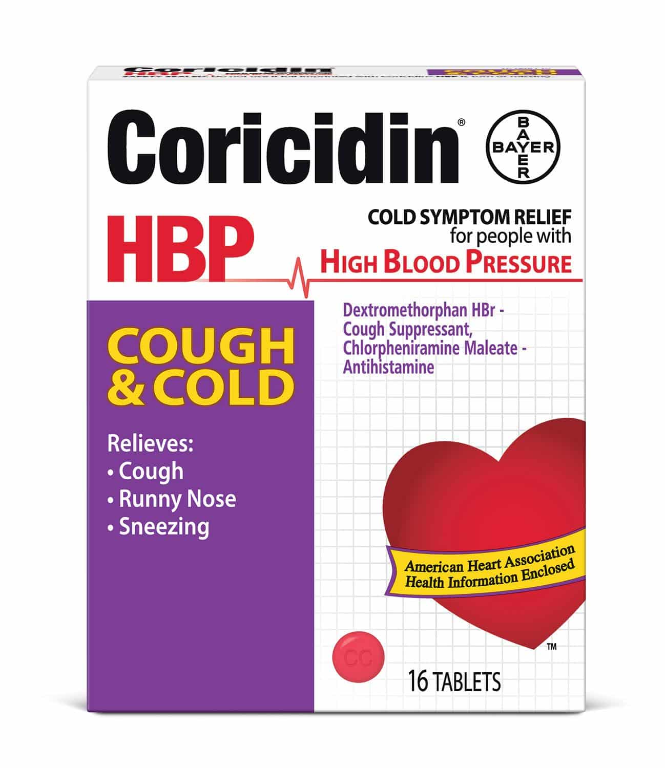 Amazon.com: Coricidin HBP Antihistamine Cough &  Cold Suppressant ...