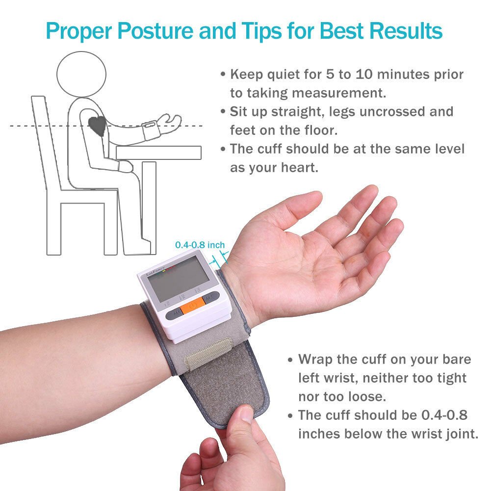 Automatic Digital Wrist Cuff Blood Pressure Monitor BP ...