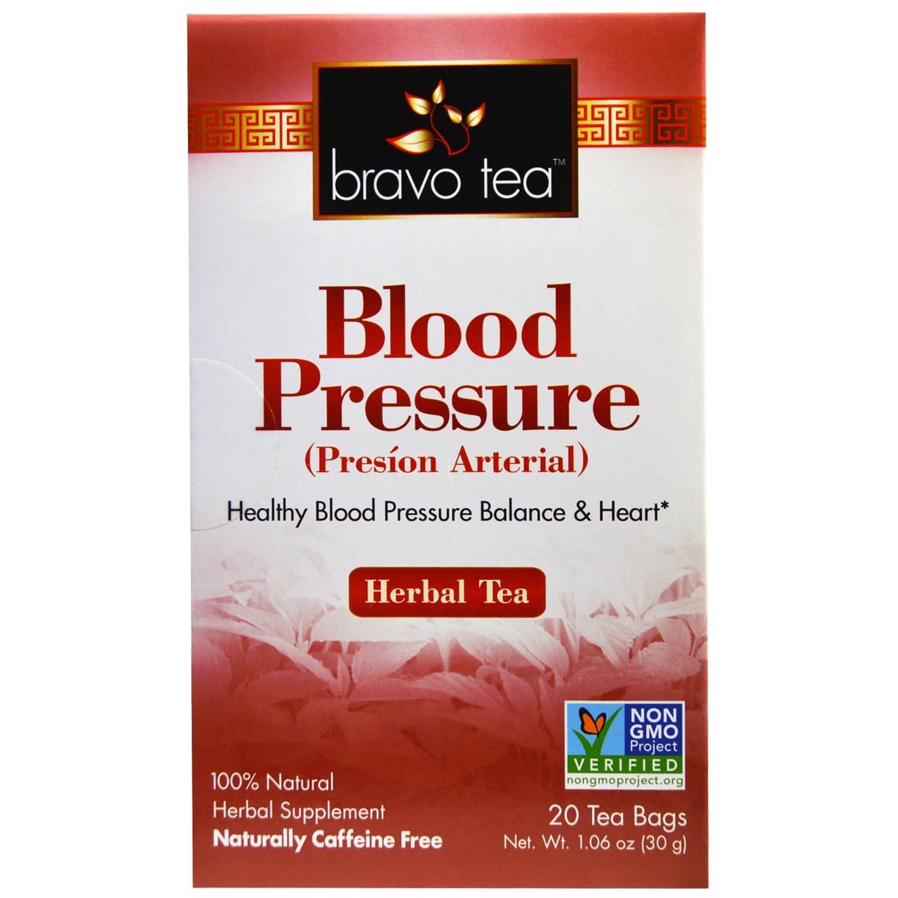 Blood Pressure Herbal Tea Caffeine Free 20 Tea Bags 1.06 oz, Bravo Teas ...