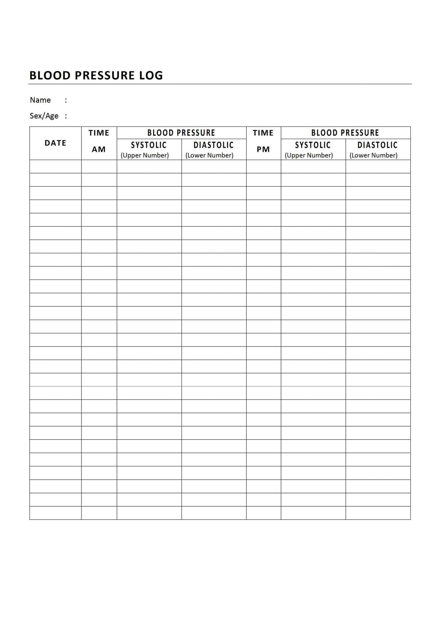 Blood Pressure Tracking Sheet â business form letter template