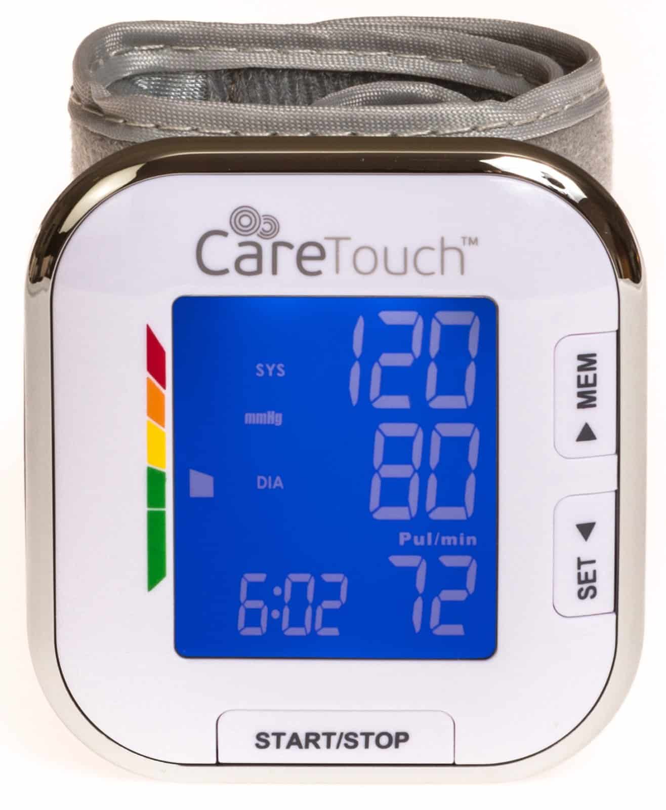 Care Touch Fully Automatic Wrist Blood Pressure Cuff Monitor Platinum ...