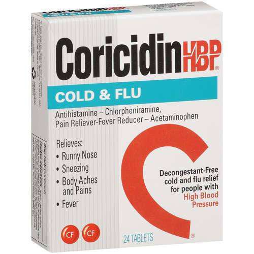 Coricidin HBP Cold and Flu Medicine 10 Tablets