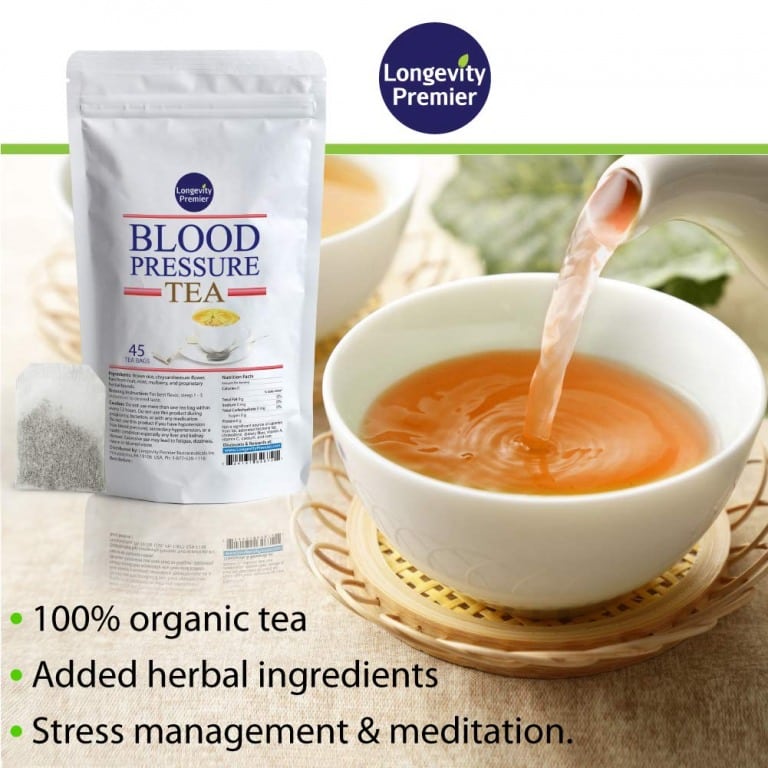 Longevity Blood Pressure Herbal Tea, teabags, 45 Count Packageâ¦ 45 tea ...