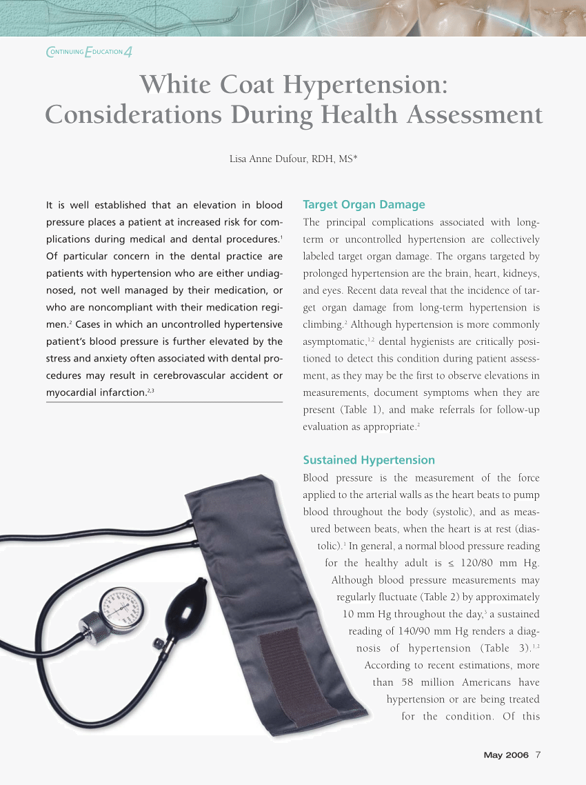 (PDF) White Coat Hypertension: Considerations During ...