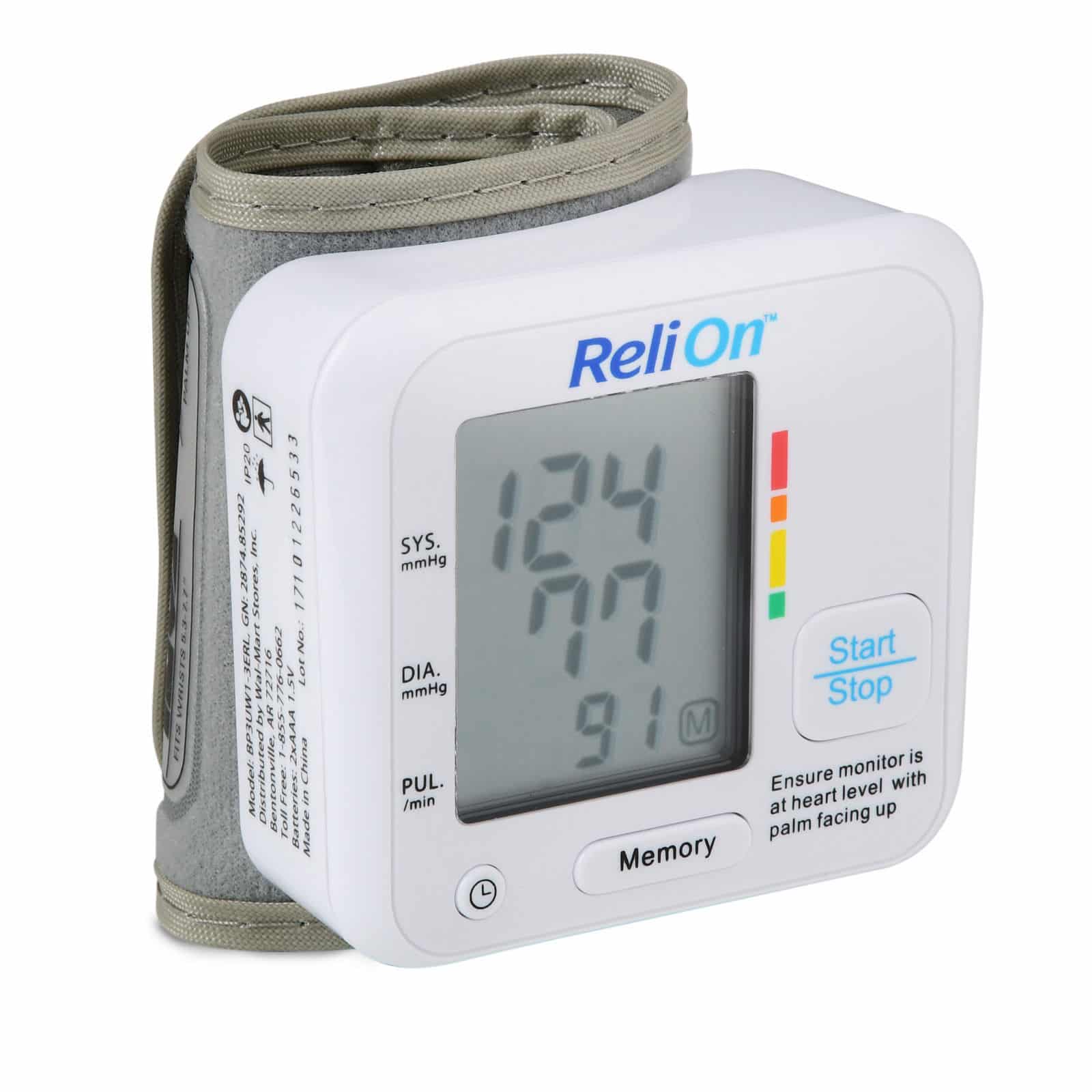 ReliOn BP200W Wrist Blood Pressure Monitor Auto Inflation Universal ...