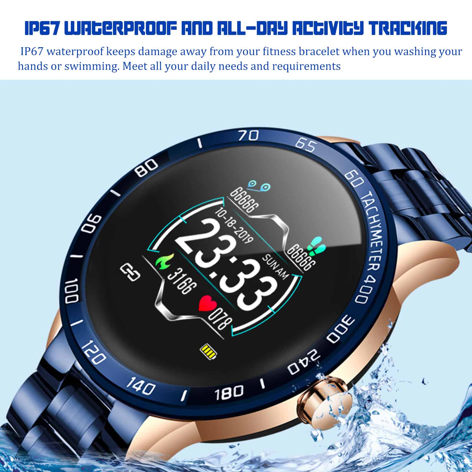 Waterproof Smart Watch Heart Rate Blood Pressure Fitness Tracker Sport ...